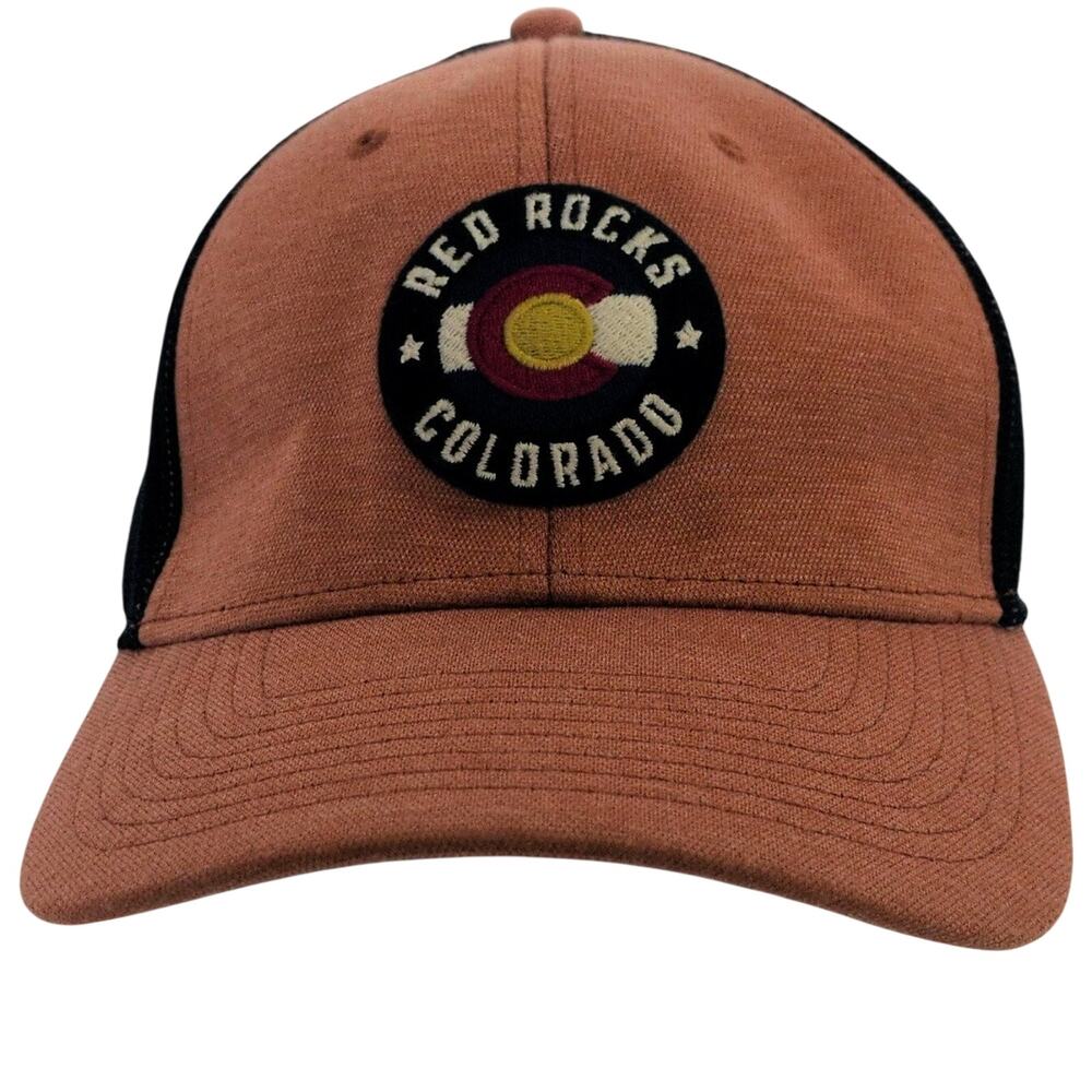 American Needle Red Rocks Colorado Trucker Hat Men's Adjustable Tan Black Mesh